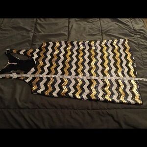 Used Black Gold Sequin Small dress #120